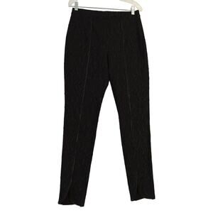 Joseph Ribkoff Women's Black Jacquard Ankle Pants Size 10 Leatherette Trim